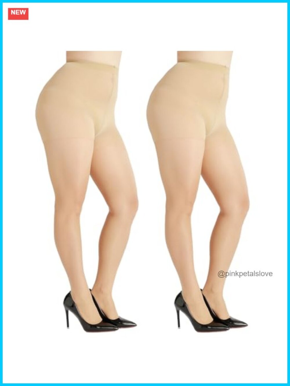 Plus Size Sheer Tights 20D Control Top Pantyhose Reinforced Toe